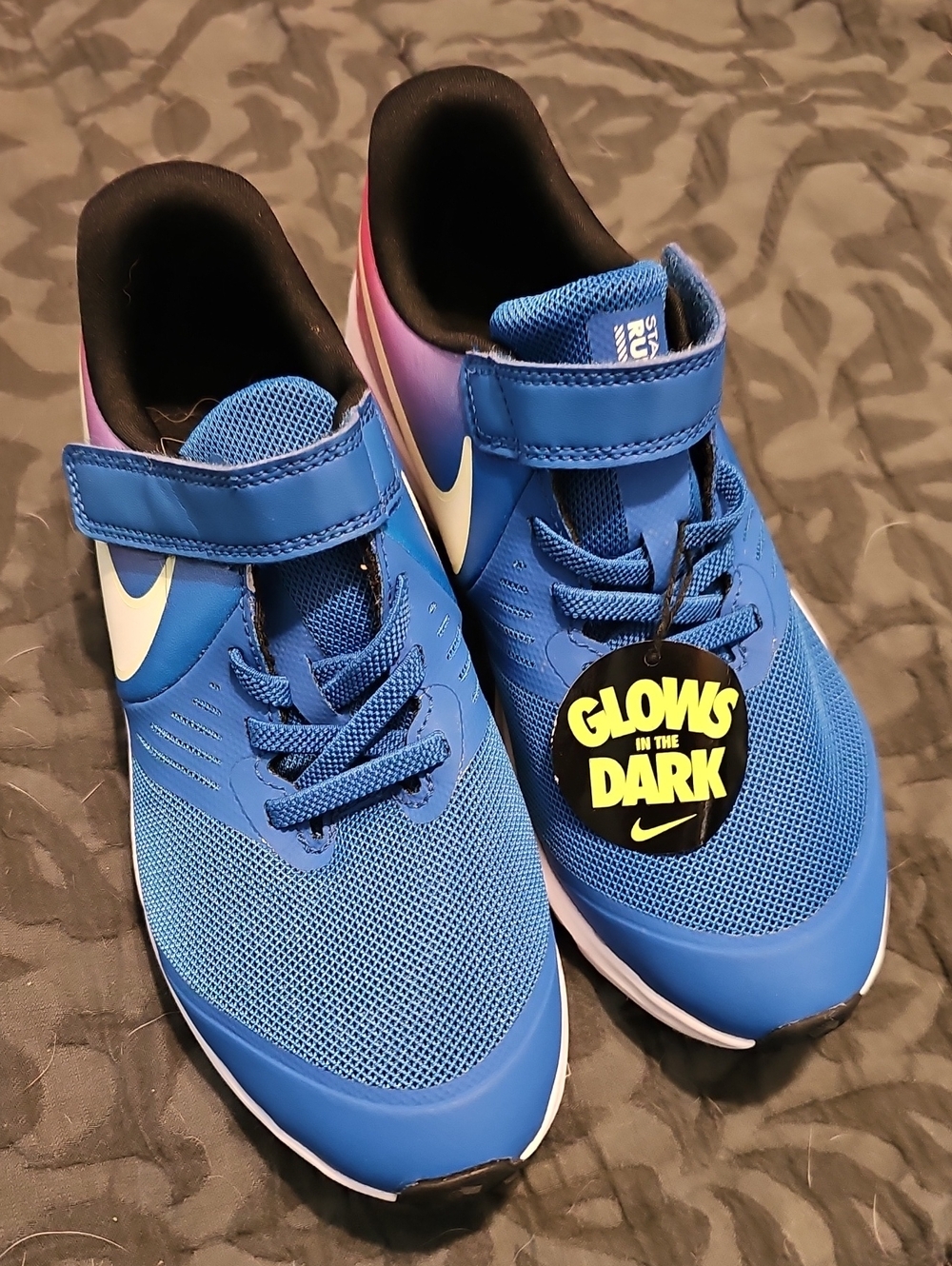 Nike Kids Blue Glow-in-the-Dark Velcro Athletic Sneakers